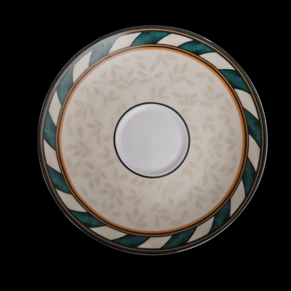 Studio Concepts Ultra Fine Porcelain Saucers Set of 3 Geometric Teal Gold China